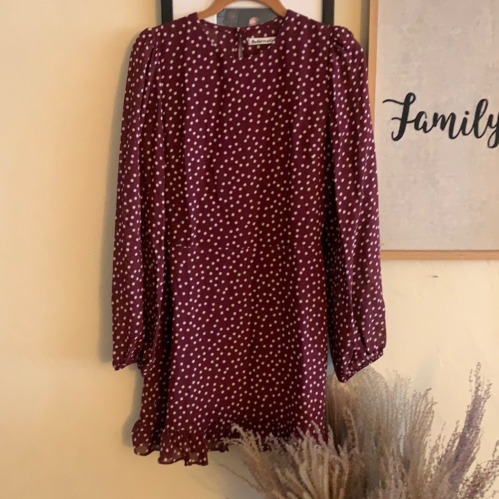 Burgundy  polkadots Dress